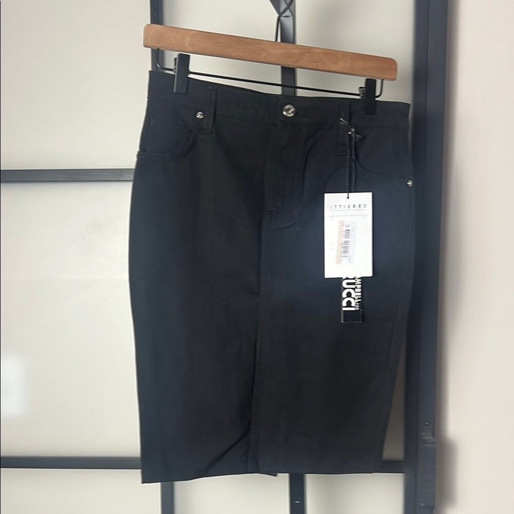 NWT Naomi Campbell for Fiorucci Black Denim Skirt Size 6